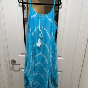 Blue Tie-Dye Sleeveless Dress